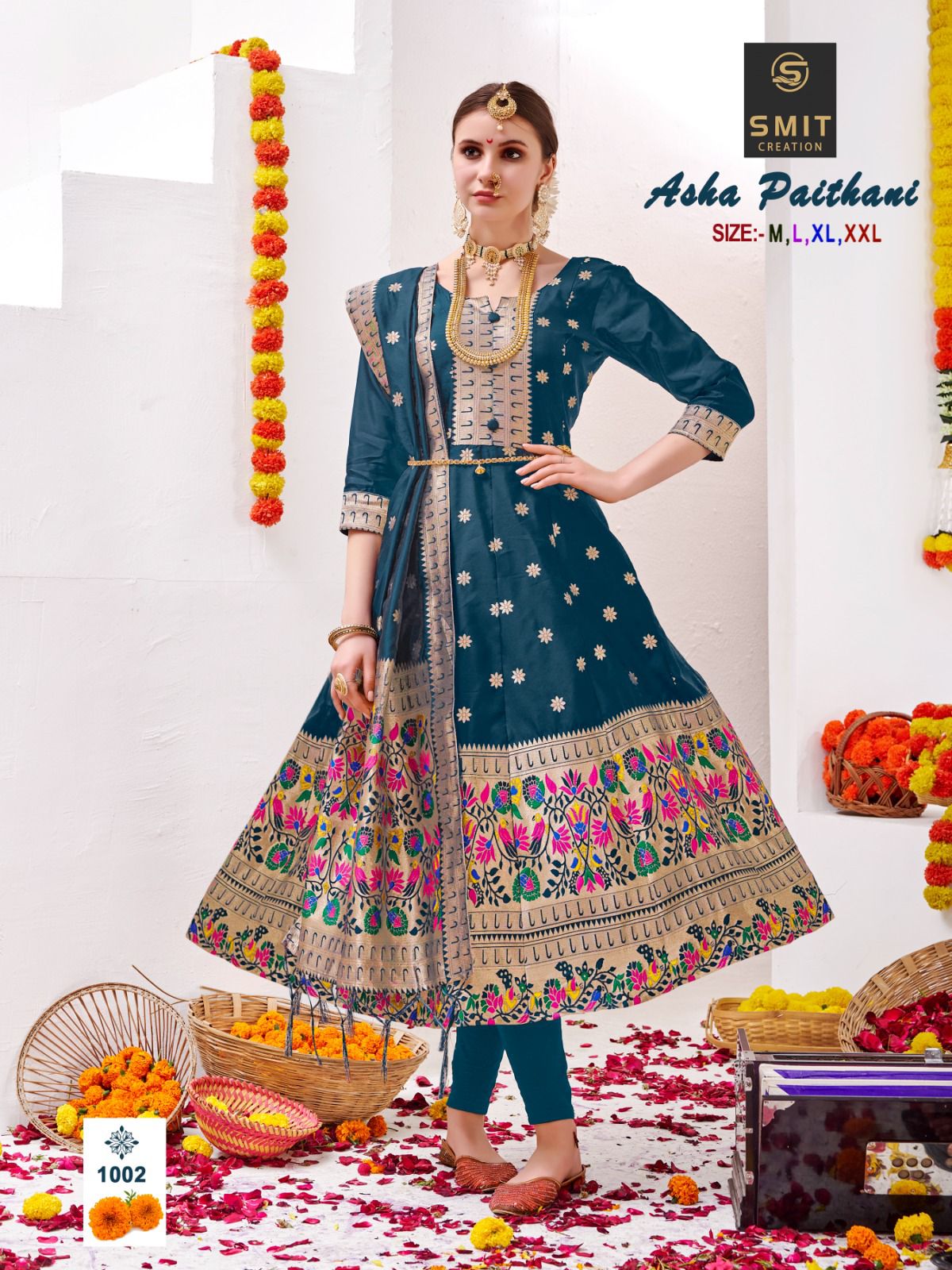 Smit Asha Paithani Festive Wear Wholesale Anarkali Kurtis With Dupatta